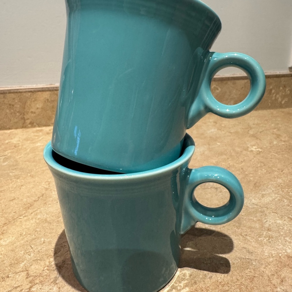 Fiesta Turquoise Ceramic Coffee Mugs